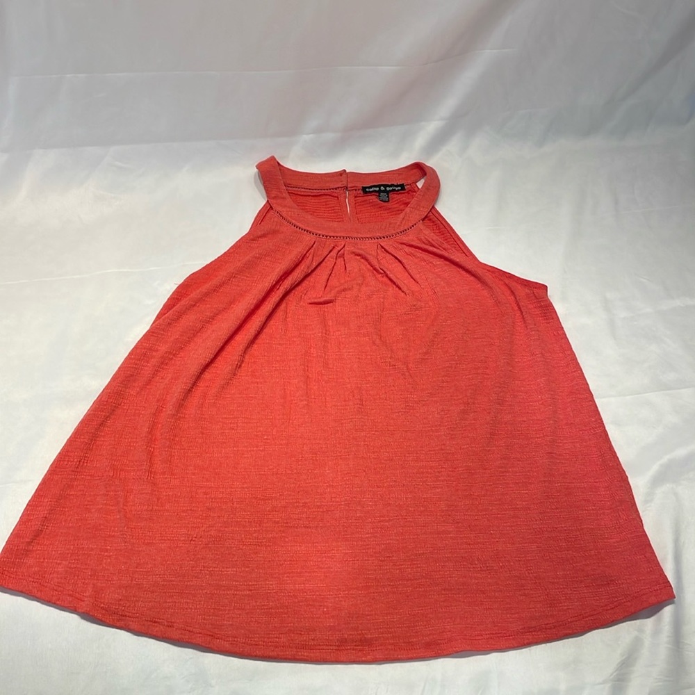 Cable & Gauge Gauzy Sleeveless‎ Halter Top Medium Clean Girl Barbiecore Layering